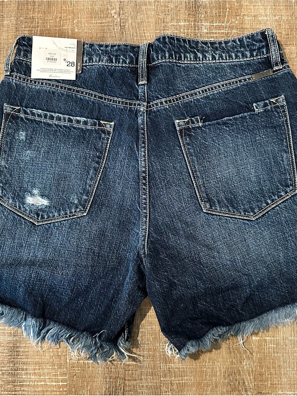 KanCan Dark Blue Distressed Denim Jean Shorts - Picture 2 of 3